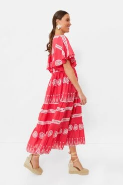Soleil Red Flirty V-Neck Maxi -MOTHER || Veronica Beard Shop 1LBRiXPt44ZicYs7UdMt3C5LhKPY8f21 1