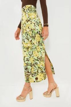 Green And Lemon Abstract Roses Lorelei Twill Skirt -MOTHER || Veronica Beard Shop 39qPlDNWPjcM7p3UQ548ojV0XU6Ae9fj 1