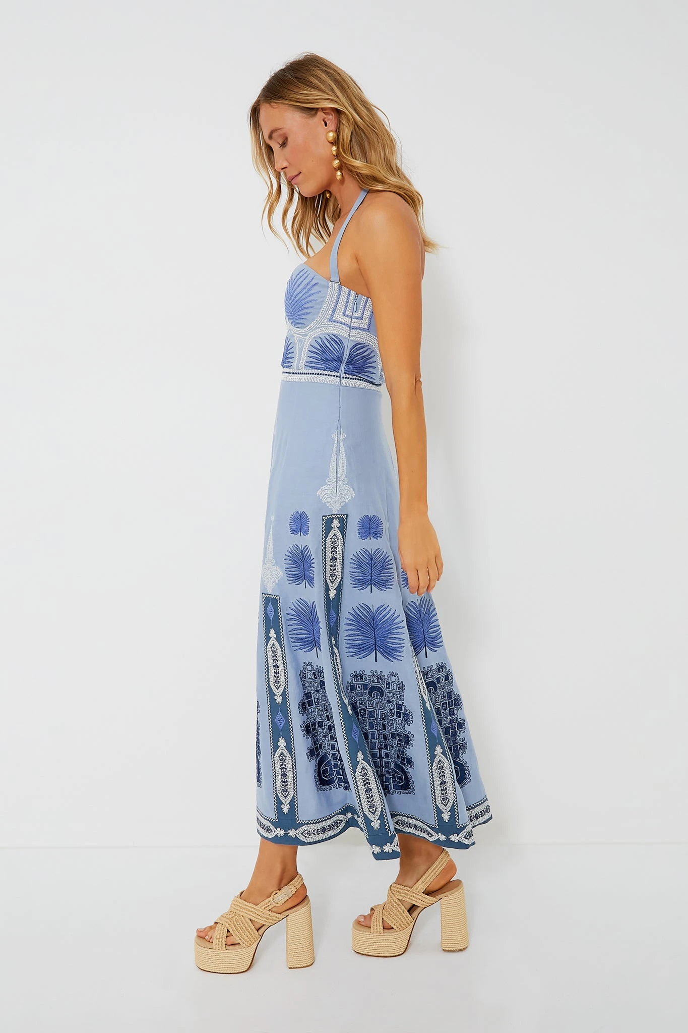 Provence Blue Lotty Chios Embroidered Dress 5 Provence Blue Lotty Chios Embroidered Dress - Image 3