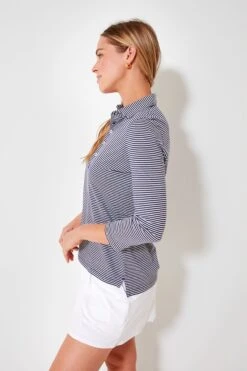 Navy And White Three Quarter Sleeve Polo 10 Navy And White Three Quarter Sleeve Polo -MOTHER || Veronica Beard Shop AjqEnG7DQRKPZL6KbWmM71dznz8xIcqR 1