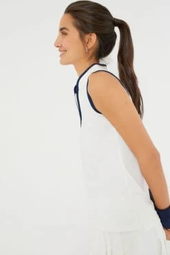 White Sleeveless Connors Mock Neck 12 White Sleeveless Connors Mock Neck -MOTHER || Veronica Beard Shop CH0dXWlvbfUy1gCIoSSSGGWRjyNi7AKy 1