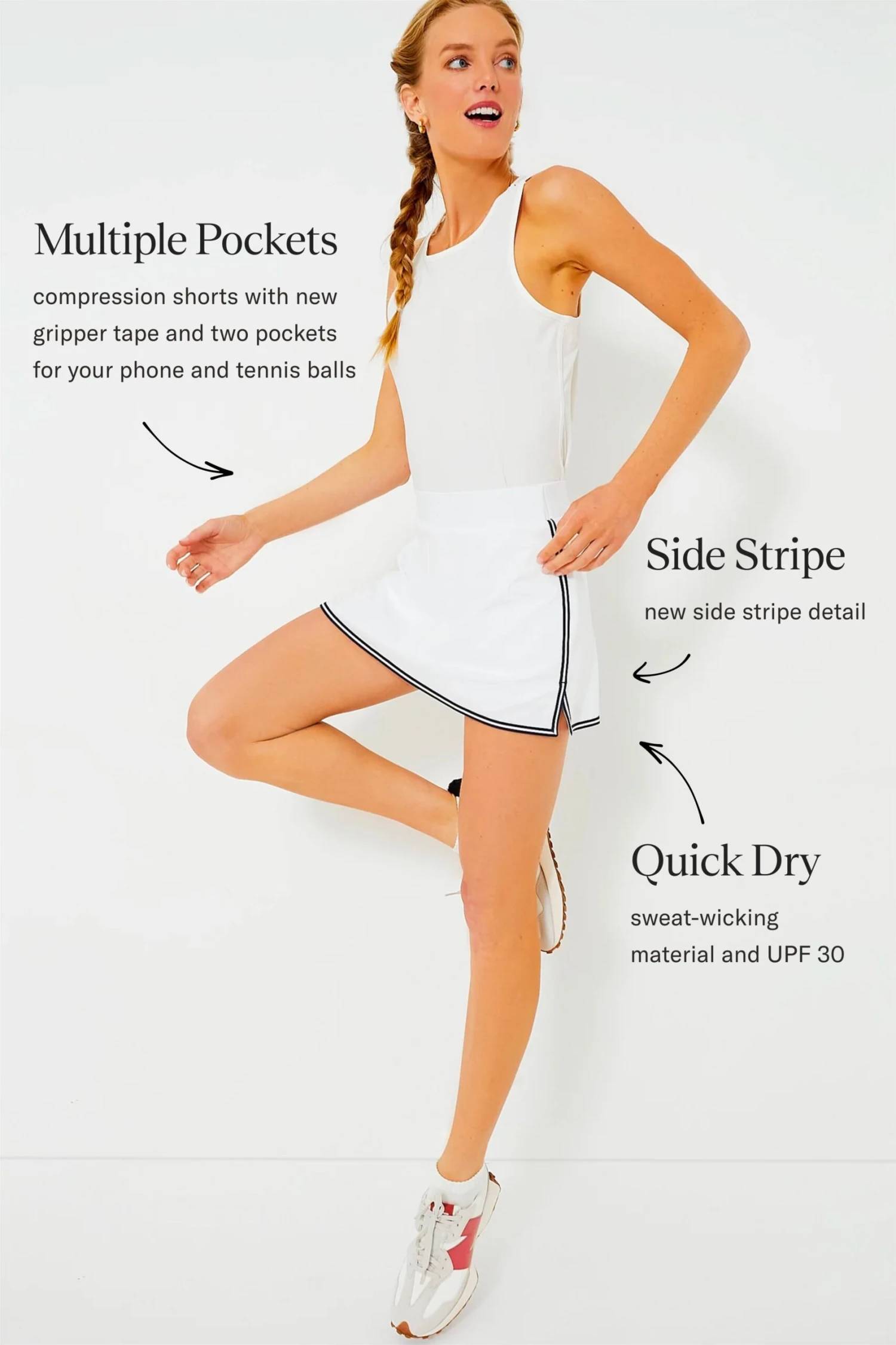 White 14 Inch Elena Tennis Skirt 5 White 14 Inch Elena Tennis Skirt - Image 3