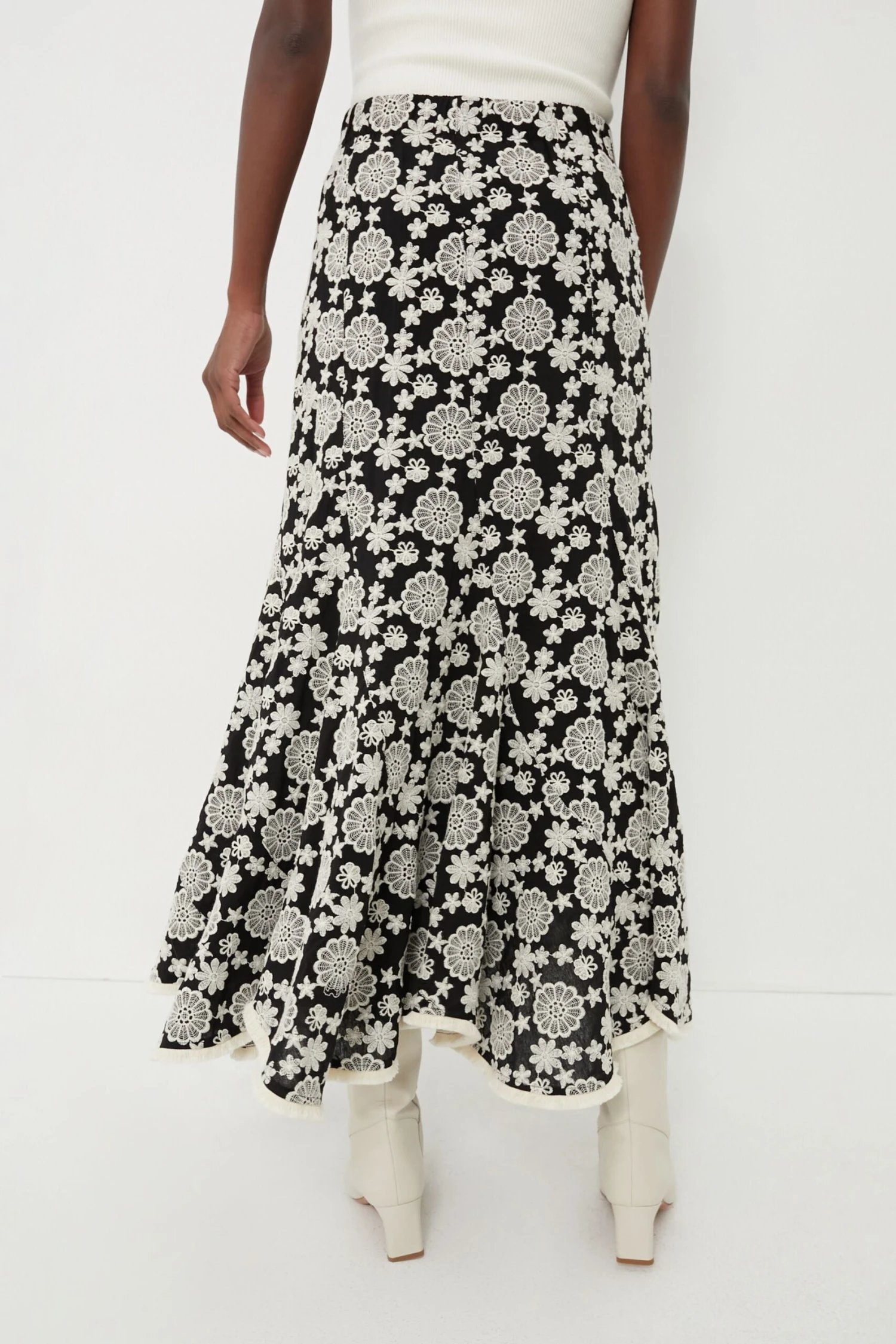 Black & Ivory Eyelet Violet Maxi Skirt 6 Black & Ivory Eyelet Violet Maxi Skirt - Image 4