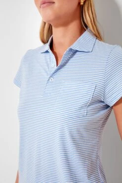 Periwinkle And White Short Sleeve Polo -MOTHER || Veronica Beard Shop DmaQiZAifzBIwdZUBaYZmFjzcZryFSgt 1