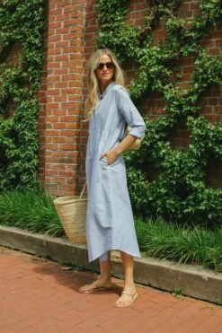 Chambray Linen Lydell Maxi Dress -MOTHER || Veronica Beard Shop EzKA2sAnuAJqkTthEFUar0OjVyJUOLQC 1