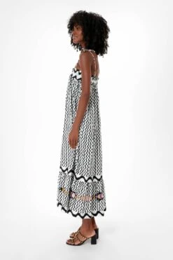 Black Ripple Tie Strap Smocked Straight Midi Dress -MOTHER || Veronica Beard Shop FXtyQLq0xS9nXiIxuKeVMcvwQRT7KQRE 1