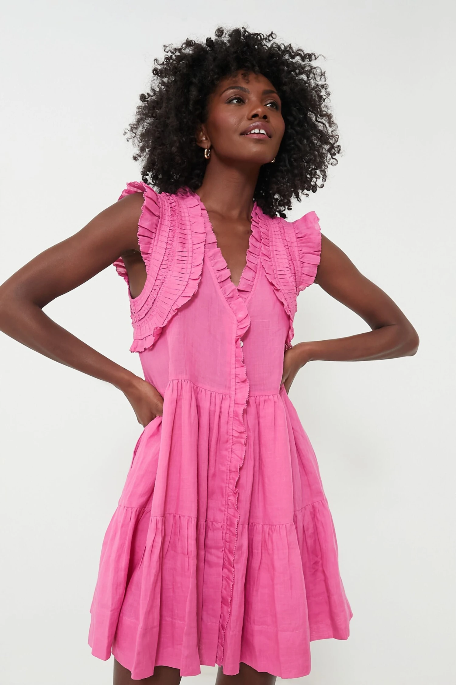 Pink Cole Smocked Flutter Sleeve Dress 4 Pink Cole Smocked Flutter Sleeve Dress - Image 2