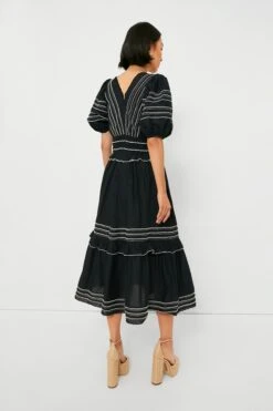 Black Mable Cambric Puff Sleeve Midi Dress -MOTHER || Veronica Beard Shop GIDwwNpNSAamlco5qN7RaE5whZ83uR2a 1