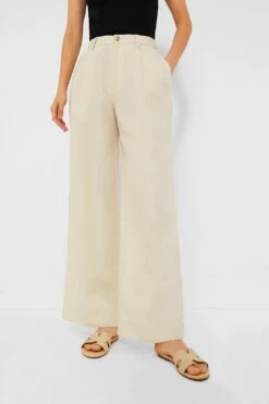 Sandshell Air Linen Pleated Trousers