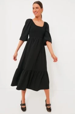 Black Seersucker Aleah Dress