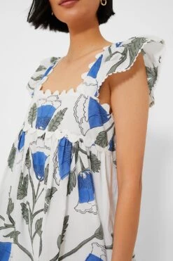 White And Klein Blue Baby Doll Dress With Bellflower Block Print -MOTHER || Veronica Beard Shop UEIZZFDkQw4mjcfhqzHScrlBUgKEAHTO 1