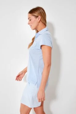 Periwinkle And White Short Sleeve Polo -MOTHER || Veronica Beard Shop V9csklN9F2fKQc7Pq3VQmsrDmzisCnmU 1