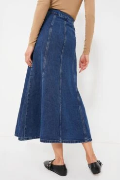 Dark Wash Denim Midi Skirt -MOTHER || Veronica Beard Shop VOjdNaMwsmT86H8B2RGbZiLjE1Xb5Wij 1
