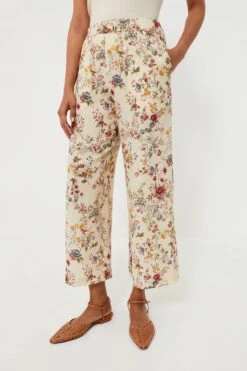 Weekend Max Mara Ivory Flower Gradara Pants