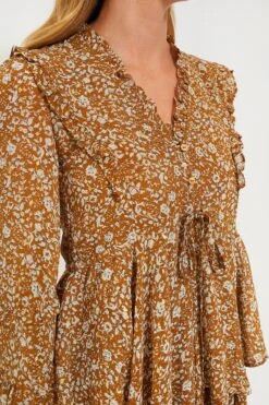 Chestnut Floral Long Sleeve Liza Dress -MOTHER || Veronica Beard Shop dJLhHyp8LHZ1dIAGct3yToPhNcFoPEtf 1