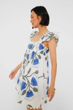 White And Klein Blue Baby Doll Dress With Bellflower Block Print -MOTHER || Veronica Beard Shop eeptoMYXnQI2jMZifnR36zvW50weifoz 1