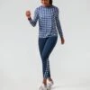 Navy Trellis Gingham Long Sleeve Ryan Boyfriend Tee -MOTHER || Veronica Beard Shop fc4nmwdY4ciJtgbbVlwN7sPySeEemgeB 1