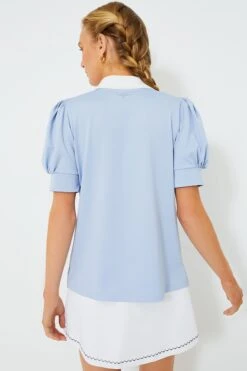 Light Blue Puff Sleeve Caroline Polo -MOTHER || Veronica Beard Shop hrYuxqI70qUoRqw8SZaDXVcBvJDkGfbl 1