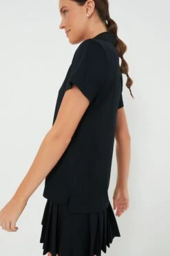 Black Short Sleeve Caroline Polo -MOTHER || Veronica Beard Shop kvkFwAnIFhSVmTWEVyMTiNROUZ5H1X8J 1