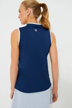 Navy Sleeveless Connors Mock Neck -MOTHER || Veronica Beard Shop l30BynZnByTLAz9A95y5vE1IiJ3fI62r 1